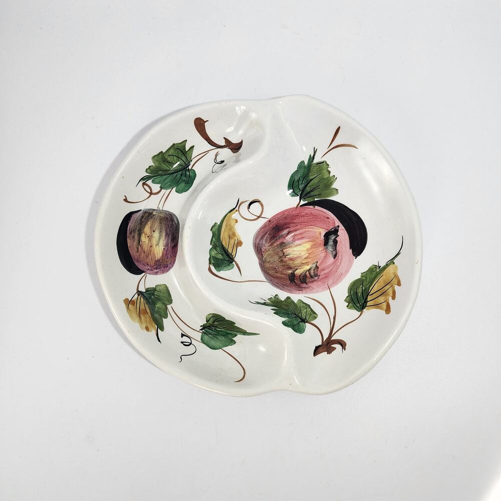 Vintage Italian Ceramic Divided Painted Fruit Plate